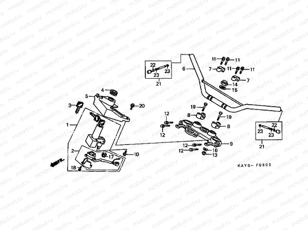 F-5 STEERING BAR TUBE / UPPER BRIDGE