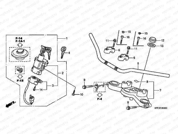 F-5 STEERING BAR TUBE / UPPER BRIDGE