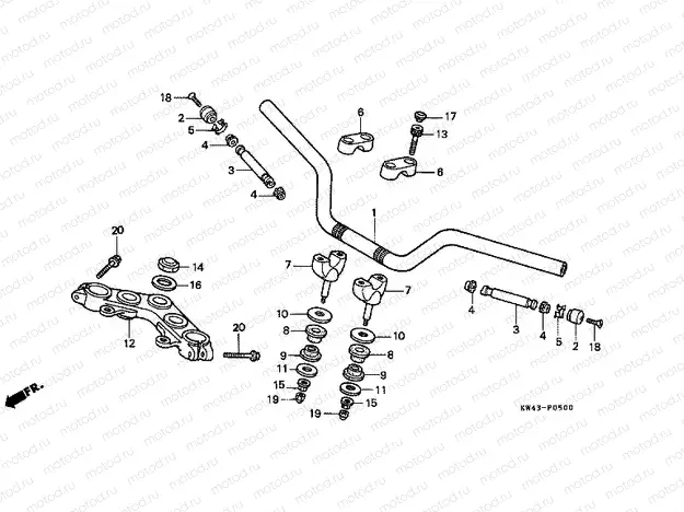 F-5 STEERING BAR TUBE / UPPER BRIDGE