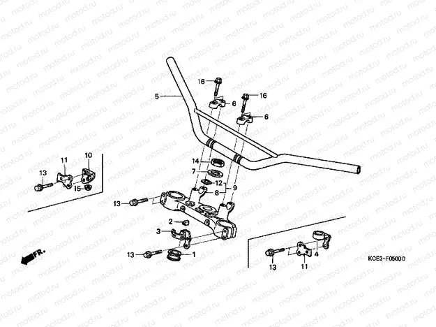 F-5 STEERING BAR TUBE / UPPER BRIDGE