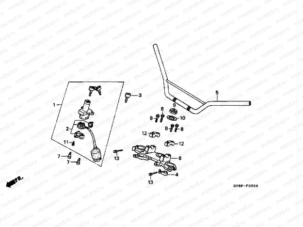 F-5 STEERING BAR TUBE / UPPER BRIDGE