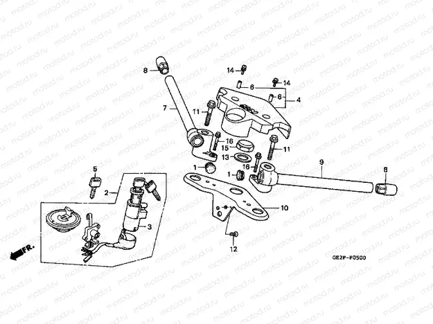 F-5 STEERING BAR TUBE / UPPER BRIDGE
