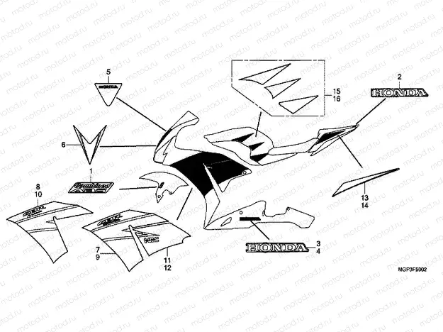 F-50-2 STRIP / SIGNAL (CBR1000RRD / E / RAD / E) (TRICOLOR SAMPLE)