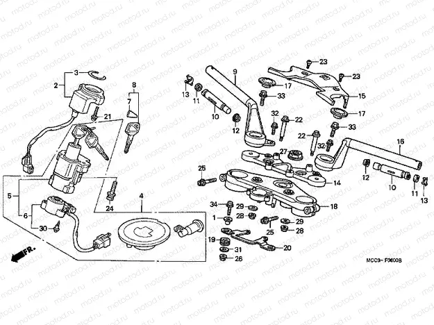 F-6 STEERING BAR PIPE / UPPER BRIDGE