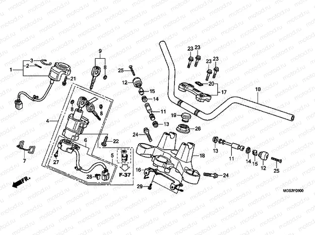 F-6 STEERING BAR PIPE / UPPER BRIDGE
