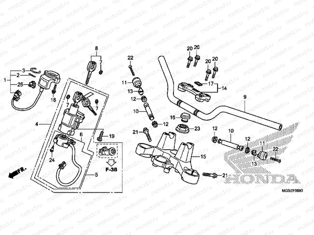 F-6 STEERING BAR PIPE / UPPER BRIDGE