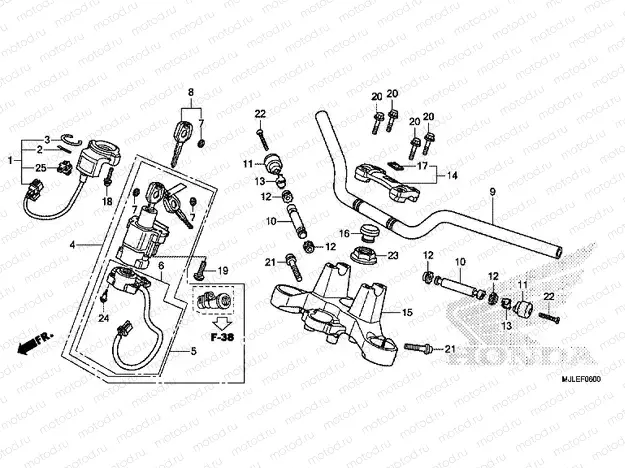 F-6 STEERING BAR PIPE / UPPER BRIDGE