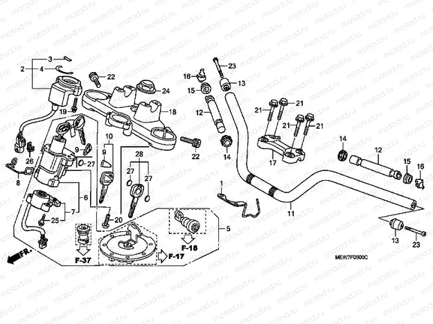 F-6 STEERING BAR PIPE / UPPER BRIDGE