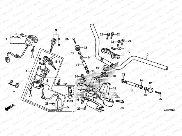 F-6 STEERING BAR PIPE / UPPER BRIDGE