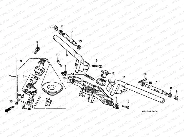 F-6 STEERING BAR PIPE / UPPER BRIDGE