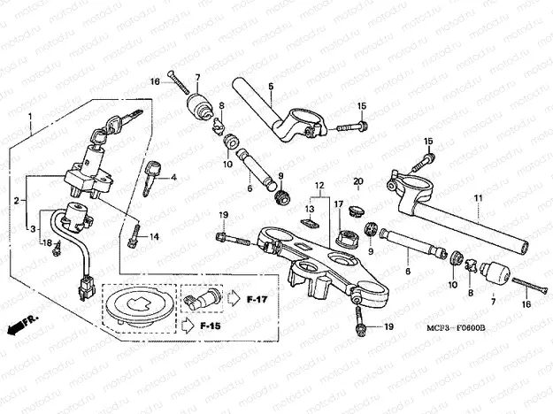 F-6 STEERING BAR PIPE / UPPER BRIDGE