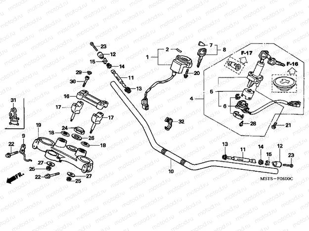 F-6 STEERING BAR PIPE / UPPER BRIDGE