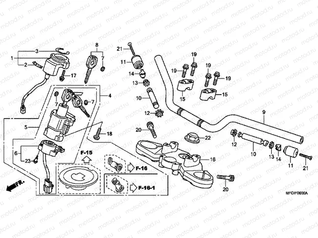 F-6 STEERING BAR PIPE / UPPER BRIDGE