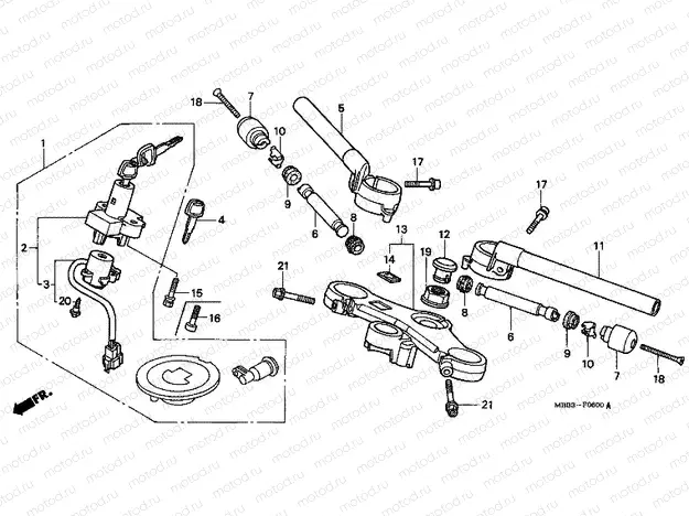 F-6 STEERING BAR TUBE / UPPER BRIDGE (V / W / X / Y)