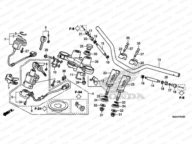 F-7 STEERING BAR PIPE / UPPER BRIDGE