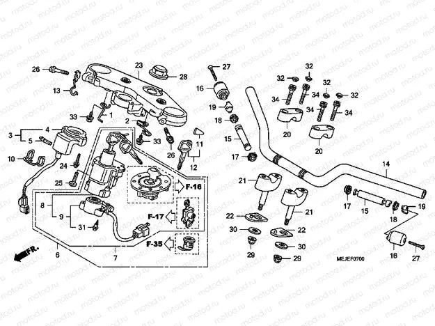 F-7 STEERING BAR PIPE / UPPER BRIDGE