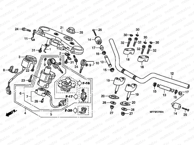 F-7 STEERING BAR PIPE / UPPER BRIDGE