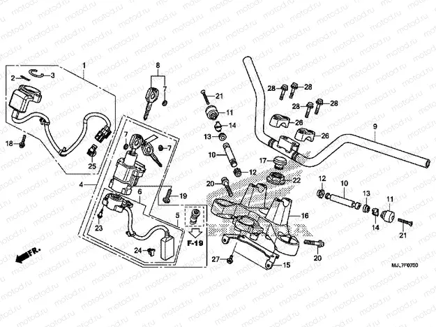 F-7 STEERING BAR PIPE / UPPER BRIDGE