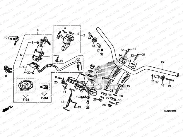 F-7 STEERING BAR PIPE / UPPER BRIDGE