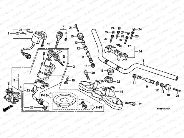 F-7 STEERING BAR PIPE / UPPER BRIDGE