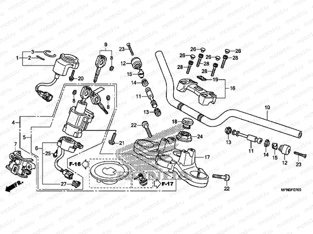 F-7 STEERING BAR PIPE / UPPER BRIDGE