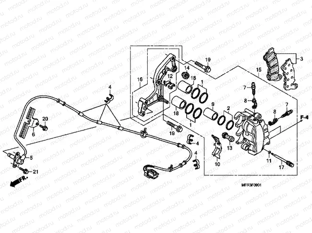 F-9-1 FRONT BRAKE CALIPER (VT1300CXA)
