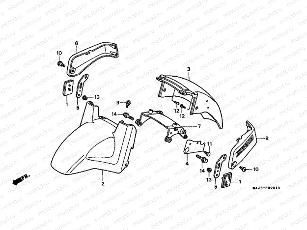 F-9-1 FRONT FENDER (ST1100AT / AV / AW)