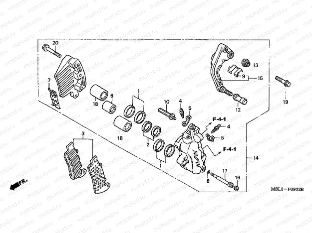 F-9-2 B. FRONT BRAKE CALIPER (NT650V2 / 3/4/5)