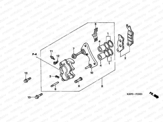 F-9 FRONT BRAKE CALIPER (CBF1505 / M5 / 6 / M6 / 7 / M7 / M9 / MA / MB)