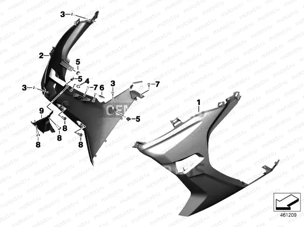 Fairing side panel, front