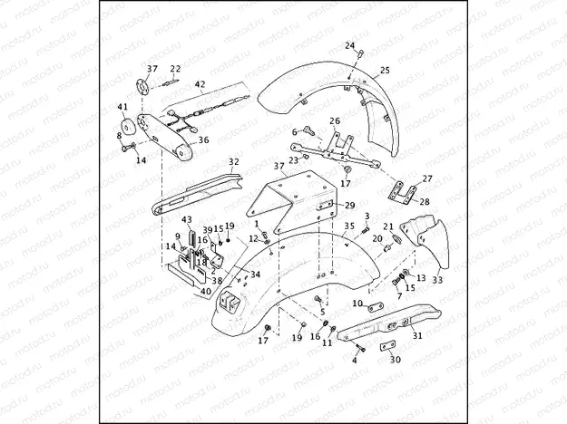 FENDERS, LICENSE PLATE & RADIO BRACKET - FXRP