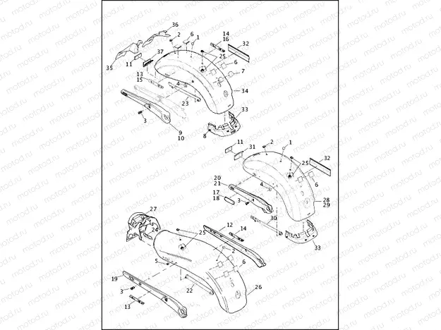 FENDERS, REAR - FXDB, FXDBA, FXDBP, FXDF & FXDWG