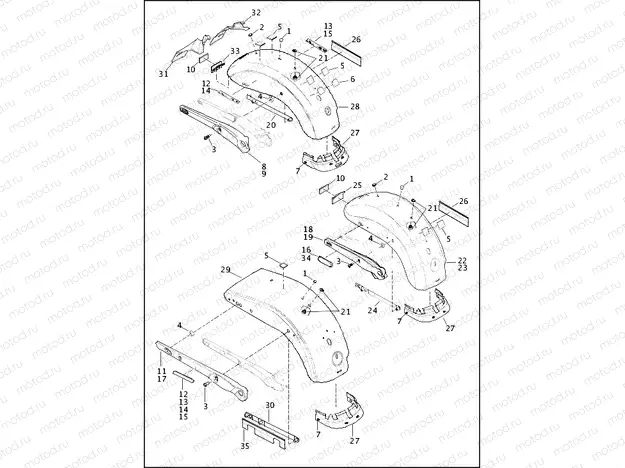 FENDERS, REAR - FXDB, FXDF, FXDLS AND FXDWG