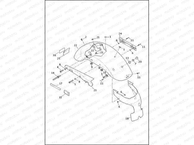 FENDERS, REAR - XL1200C, XL1200CA, XL1200CB, XL1200CP