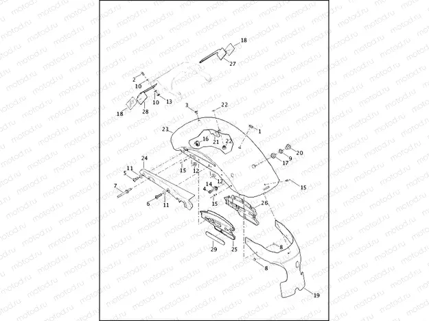 FENDERS, REAR - XL883N, XL1200NS, XL1200X, XL1200X ANX, XL1200XS (HDI ONLY)