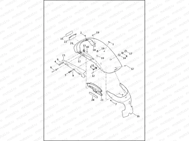 FENDERS, REAR - XL883N, XL1200X, XL1200X ANX, XL1200NS, XL1200XS (DOMESTIC ONLY)