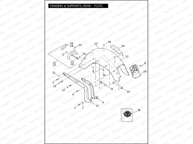 FENDERS & SUPPORTS, REAR - FLSTC