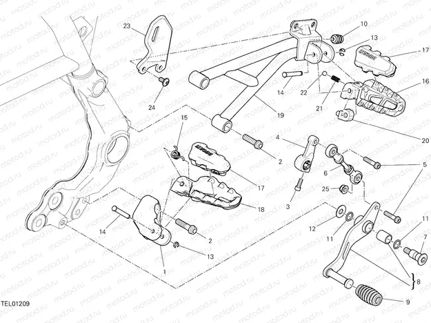 FOOTRESTS, LEFT [MOD:SCR800DS]