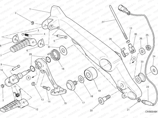 FOOTRESTS, RIGHT [MOD:SCR800CR]