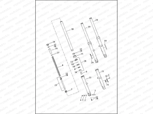 FORK, FRONT - 883L/R, 1200C/CA/CB/CP/T/V/X (2 OF 2)