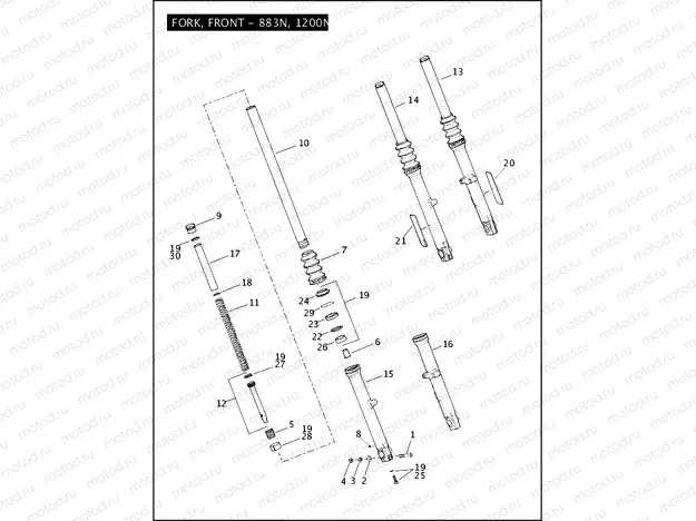 FORK, FRONT - 883N, 1200N