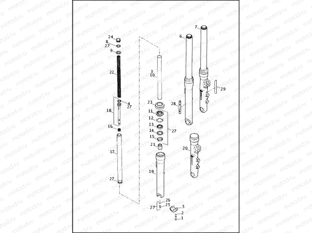 FORK, FRONT - ALL MODELS EXCEPT FLD (1 OF 2)