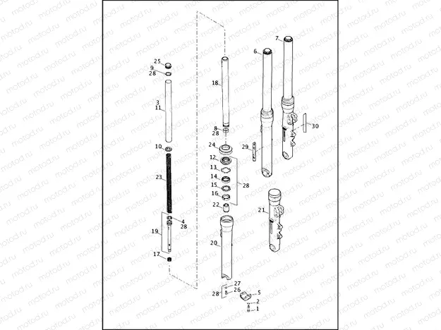 FORK, FRONT - ALL MODELS EXCEPT FXDLS (2 OF 2)