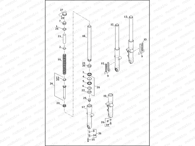 FORK, FRONT - FLDE, FLFB, FLFBS, FLHC, FLHCS, FLSL, FLFBSANV (1 OF 2)