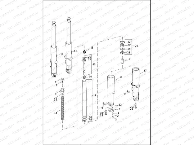 FORK, FRONT, LEFT & RIGHT (FAIRING MODELS)