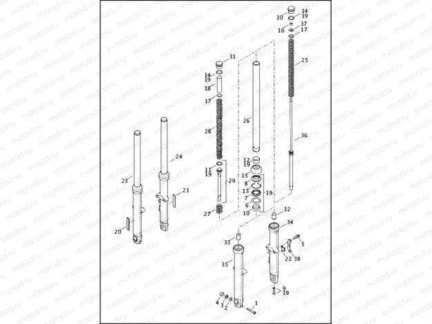 FORK, FRONT - XL883L, XL1200C