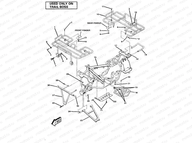 Frame Assembly with Racks-Trail Boss (4910981098004A) | Frame Assembly with Racks-Trail Boss (4910981098004A)