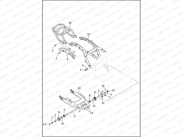 FRAME & FORK, REAR & LUGGAGE RACK