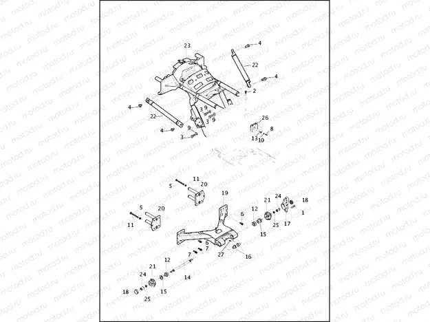 FRAME, INTERMEDIATE & FORK, REAR