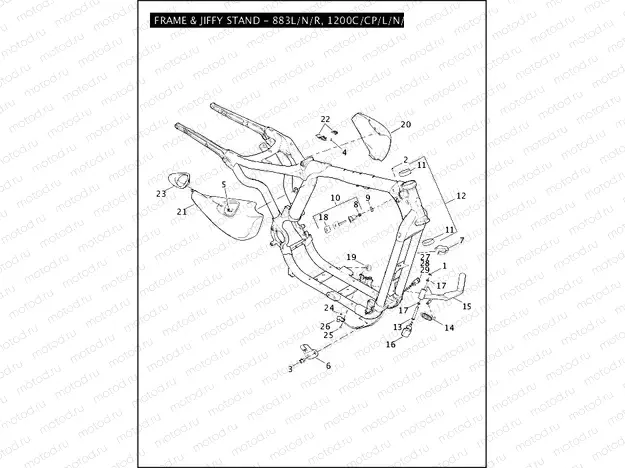 FRAME & JIFFY STAND - 883L/N/R, 1200C/CP/L/N/X